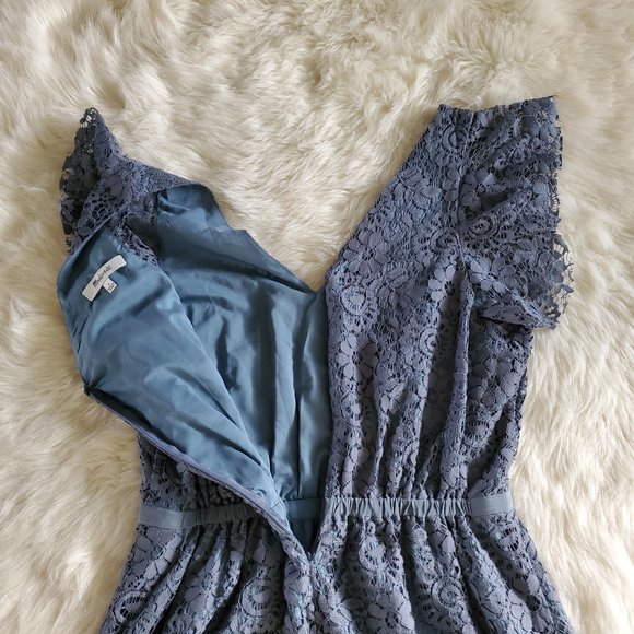 Madewell Blue Lace Flutter Sleeve Dress Size 2 EUC - Picture 10 of 15